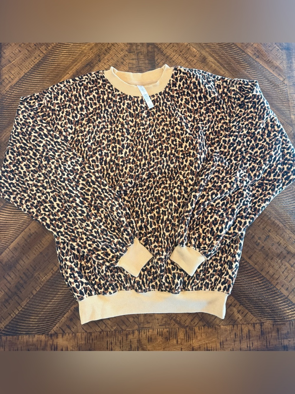 Fabletics Leopard Print Crewneck in Tan and Black